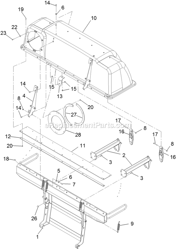 Hood And Frame Assembly Diagram and Parts List for LZUV3B (316000000-399999999)(2016) Exmark Lawn Tractor Accessories