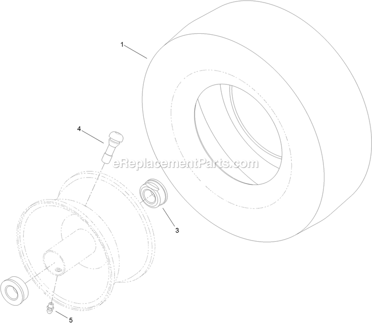 13 Inch Wheel And Tire Assembly Diagram and Parts List for QTS735KC502 (314000000-314999999)(2014) Exmark Lawn Mower