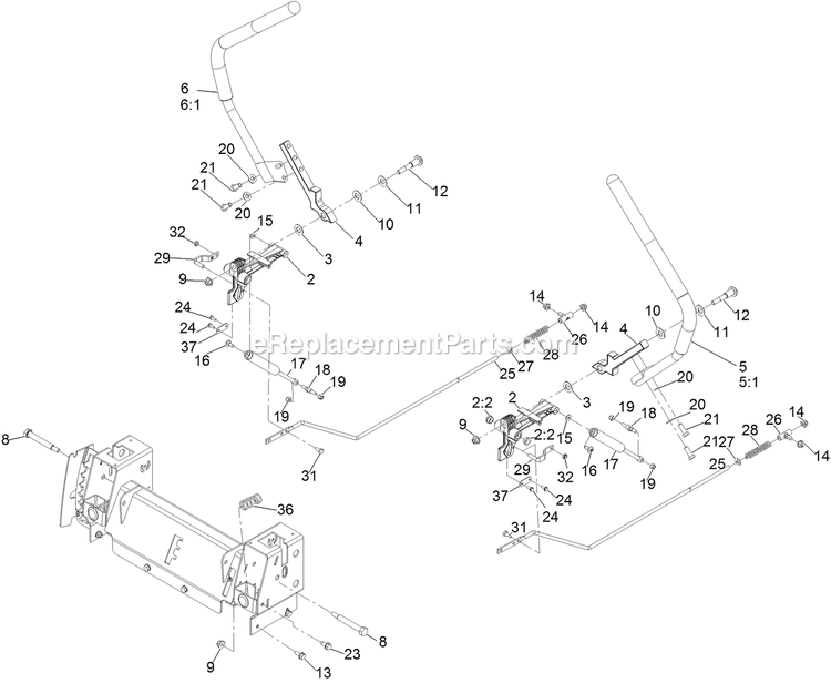 Motion Control Assembly Diagram and Parts List for QZE600CKA42200 (404314159-406294344)(2019) Exmark Lawn Mower