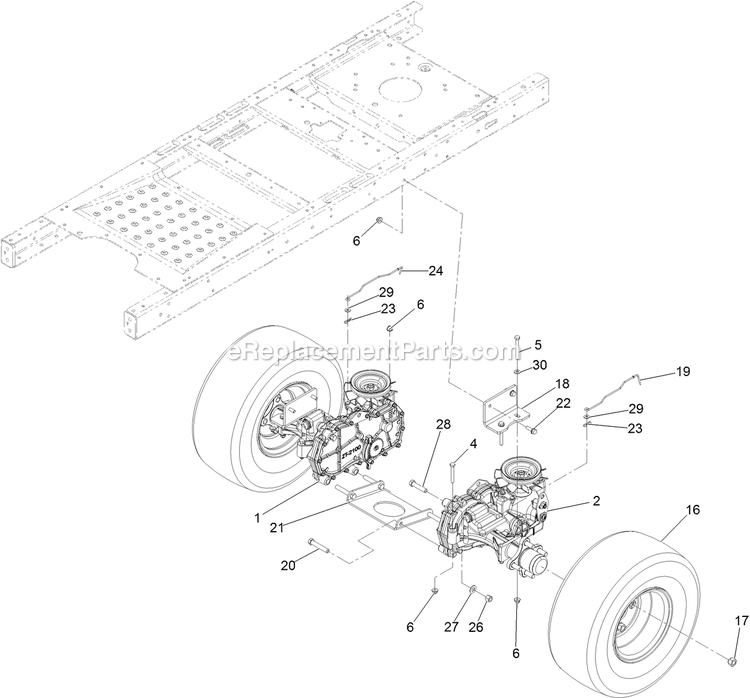 Hydro Transaxle Drive And Rear Wheel Assembly Diagram and Parts List for QTS452CEM34200 (316000000-399999999)(2016) Exmark Lawn Mower