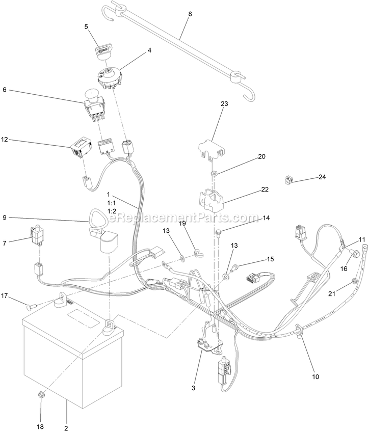 Electrical Assembly Diagram and Parts List for QZS708GEM54200 (408644346-411294211)(2021) Exmark Lawn Mower