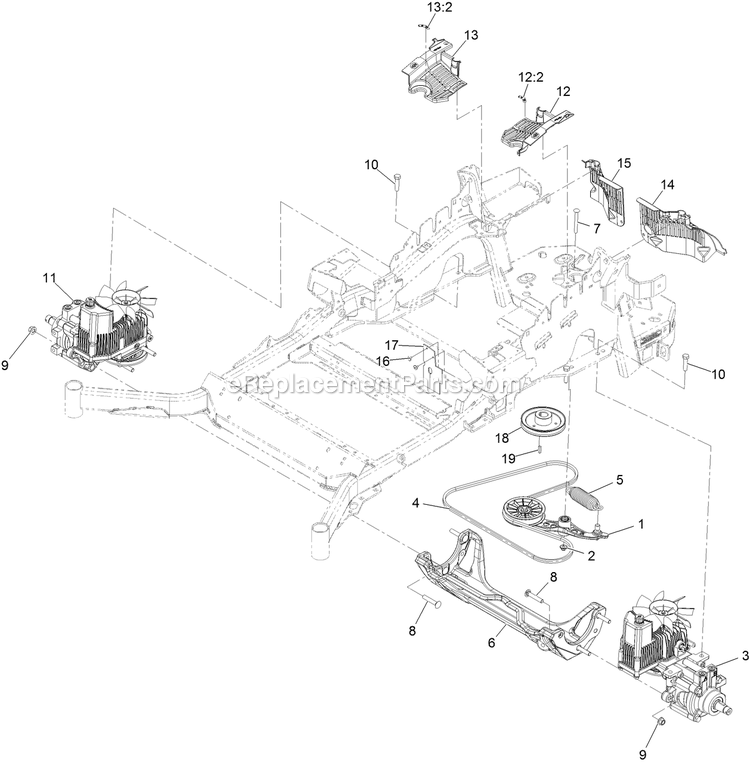 Hydraulic Assembly Diagram and Parts List for LZX801GKA60600 (404314159-406294344)(2019) Exmark Lawn Mower