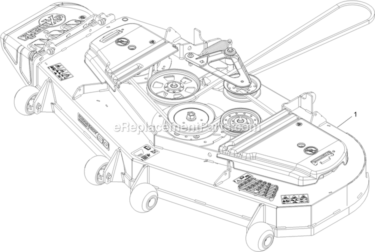 Complete Deck Assembly Diagram and Parts List for LZE751GKA604A1 (400000000-402082299)(2017) Exmark Lawn Mower