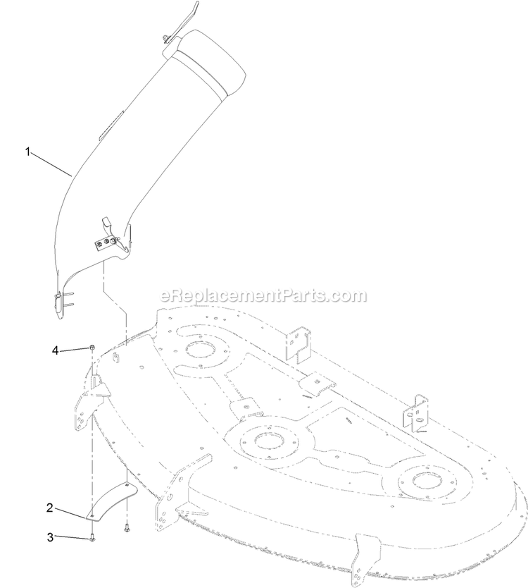 50 Inch Chute Mounting Assembly Diagram and Parts List for 126-6338 (315000000-315999999)(2015) Exmark Lawn Tractor Accessories
