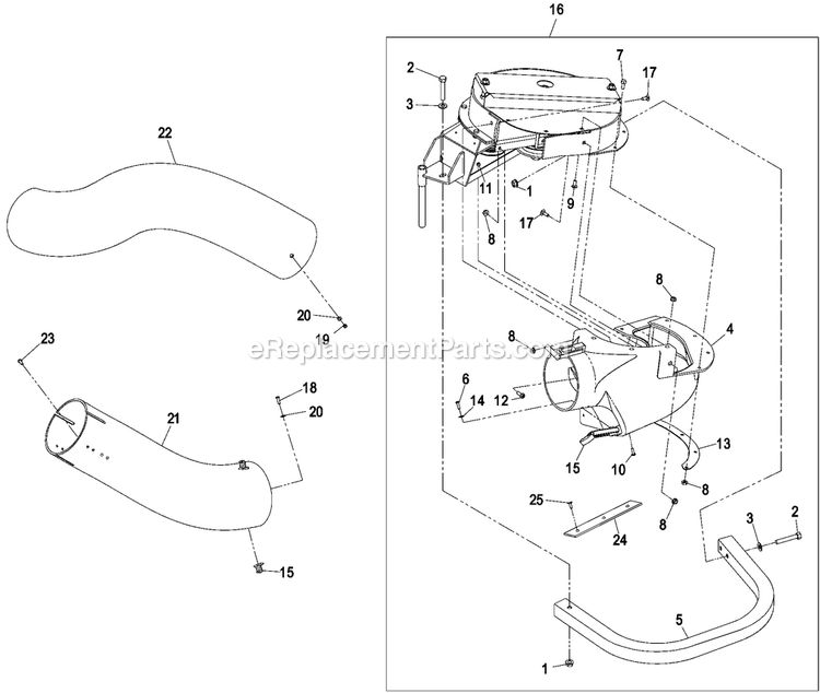 Blower Assembly (2) Diagram and Parts List for LHPUVD5256 (720000-789999)(2008) Exmark Lawn Tractor Accessories