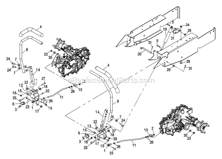 Motion Control Group Diagram and Parts List for PHZ19KA443 (600000-669999)(2006) Exmark Lawn Mower