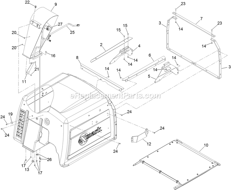 Hopper Assembly (2) Diagram and Parts List for NVS730AKC48000 (411294212-999999999)(2022) Exmark Lawn Mower