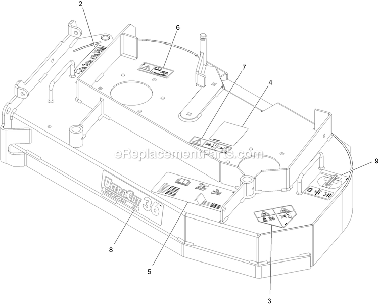 Deck With Decals Assembly Diagram and Parts List for TTS481CKA36300 (315000000-315999999)(2015) Exmark Lawn Mower