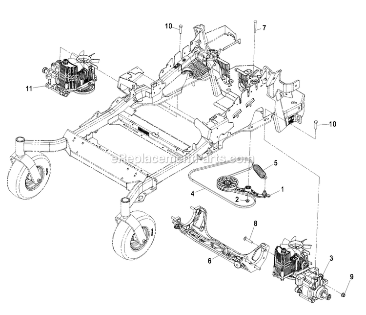 Hydraulic Group (1) Diagram and Parts List for LZZ29KCE606 (850000-919999)(2010) Exmark Lawn Mower