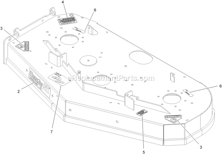 Deck With Decals Assembly Diagram and Parts List for VT25EKC524 (920000-999999)(2011) Exmark Lawn Mower