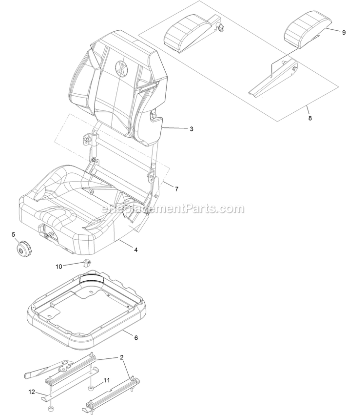 Seat Assembly (2) Diagram and Parts List for LZE751GKA604A1 (400000000-402082299)(2017) Exmark Lawn Mower