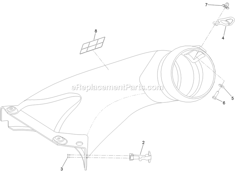 34 Inch Chute Assembly Diagram and Parts List for 126-6339 (315000000-315999999)(2015) Exmark Lawn Tractor Accessories