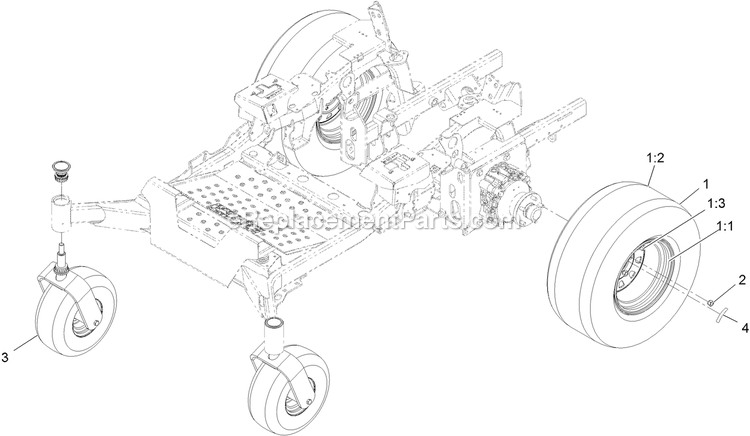 Rear Wheel Assembly Diagram and Parts List for LZS88CDYM96RW0 (402082300-404314158)(2018) Exmark Lawn Mower