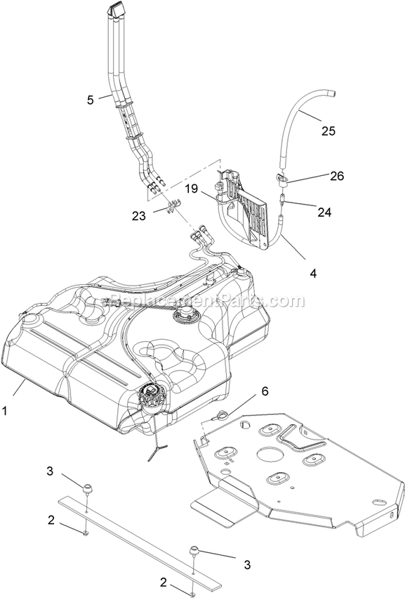 Fuel Tank Mounting Assembly Diagram and Parts List for LZS23KC524 (920000-999999)(2011) Exmark Lawn Mower