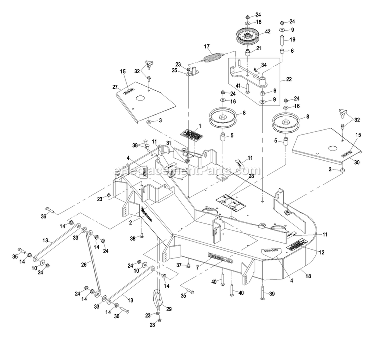 Deck Group (3) Diagram and Parts List for PHZ19KA443 (600000-669999)(2006) Exmark Lawn Mower