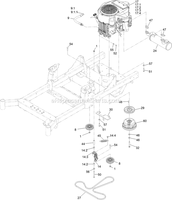 Engine Assembly Diagram and Parts List for RAE691GKA48C00 (408644346-999999999)(2021) Exmark Lawn Mower