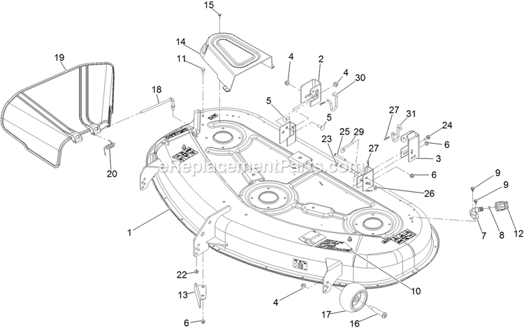 Deck Assembly Diagram and Parts List for QTE708GEM54100 (315000000-315999999)(2015) Exmark Lawn Mower