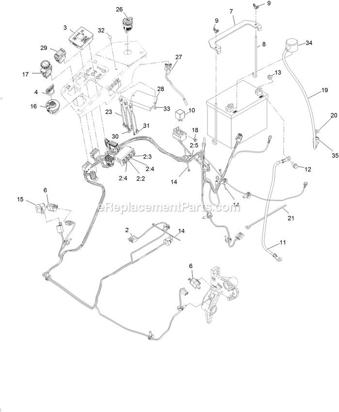 Electrical Assembly Diagram and Parts List for LZX940AKC606T0 (315000000-315999999)(2015) Exmark Lawn Mower