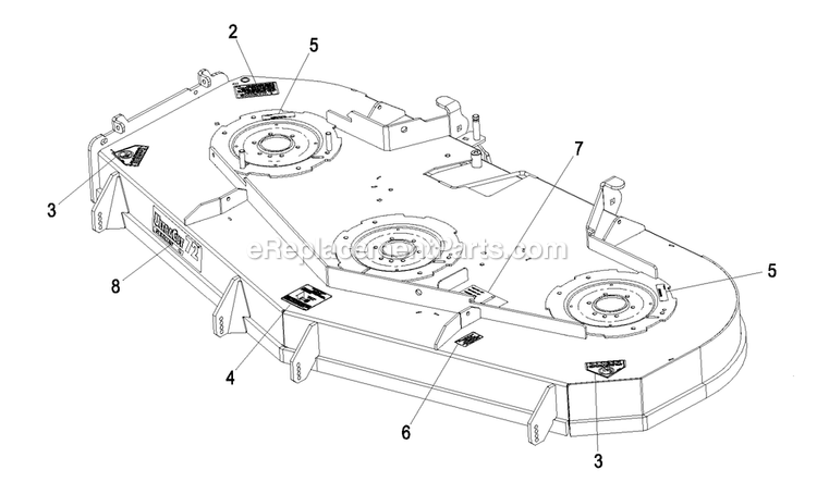 Deck With Decals Assembly (4) Diagram and Parts List for LZAS22KA484CA (850000-919999)(2010) Exmark Lawn Mower