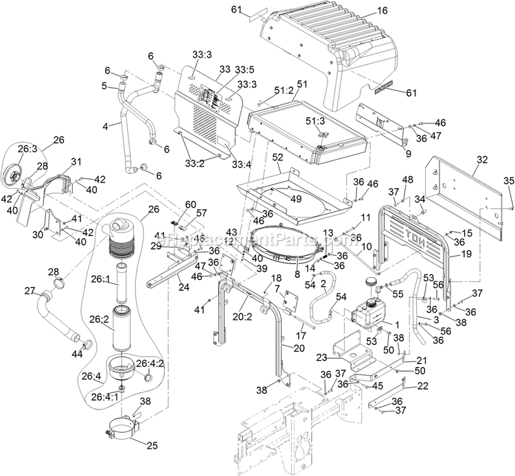 Cooling Assembly Diagram and Parts List for LZDS902K605 (313000000-313999999)(2013) Exmark Lawn Mower