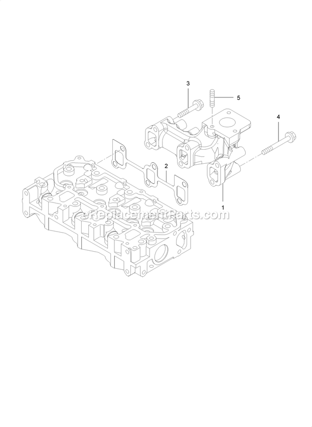 Exhaust Manifold Assembly Diagram and Parts List for LZS80TDYM604W0 (406294345-408644345)(2020) Exmark Lawn Mower