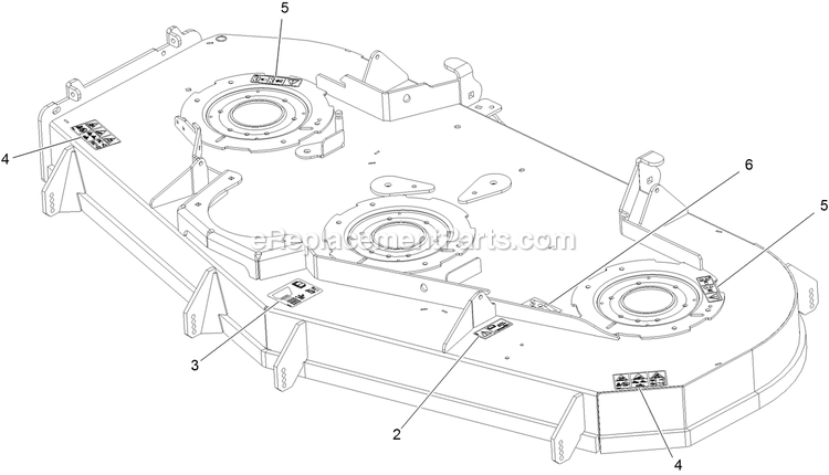 Deck With Decals Assembly Diagram and Parts List for LZS80TDYM724W0 (406294345-408644345)(2020) Exmark Lawn Mower