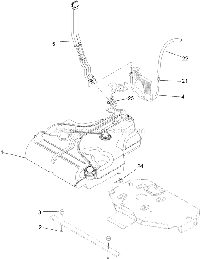 Fuel Tank Mounting Assembly Diagram and Parts List for LZX940KC726 (312000000-312999999)(2012) Exmark Lawn Mower