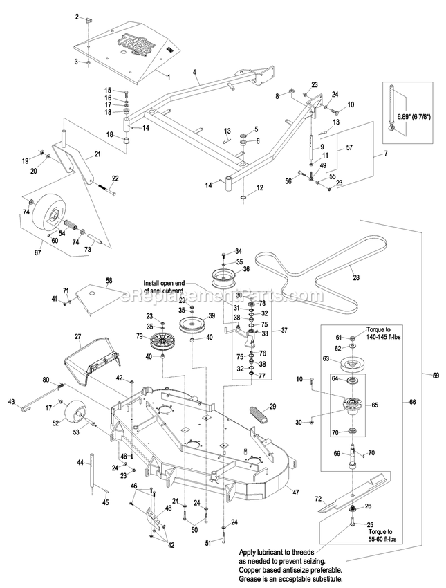 Mower Deck (3) Diagram and Parts List for THP20KAE483 (850000-919999)(2010) Exmark Lawn Mower