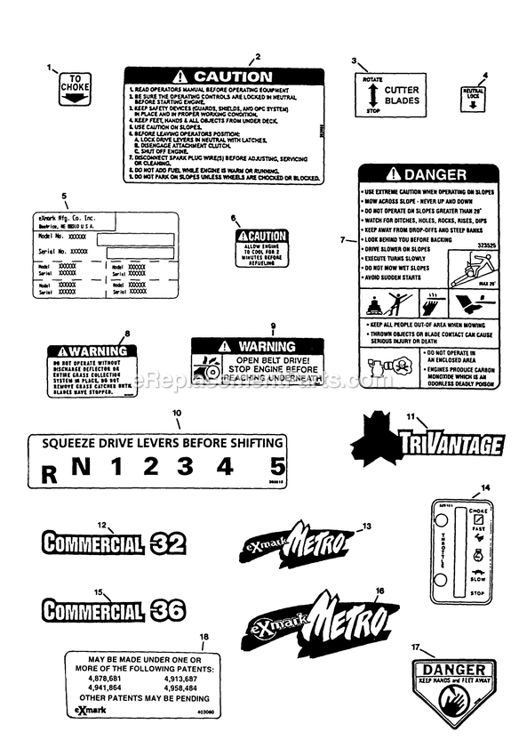 Decals I Diagram and Parts List for M5214KA (130000-149999)(1997) Exmark Lawn Mower