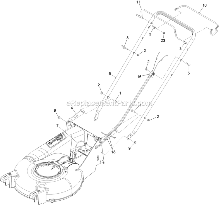 Handle Assembly Diagram and Parts List for ECS180GKA21000 (316000000-399999999)(2016) Exmark Lawn Mower