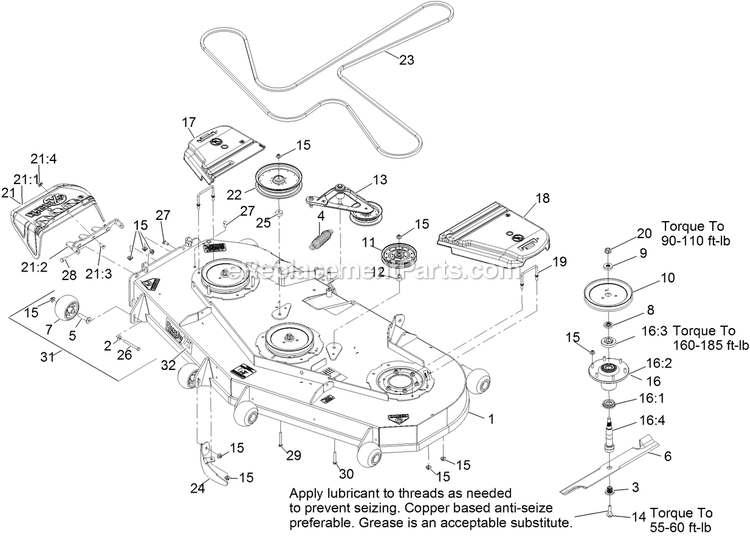 Deck Assembly Diagram and Parts List for LZX980EKC726 (314000000-314999999)(2014) Exmark Lawn Mower