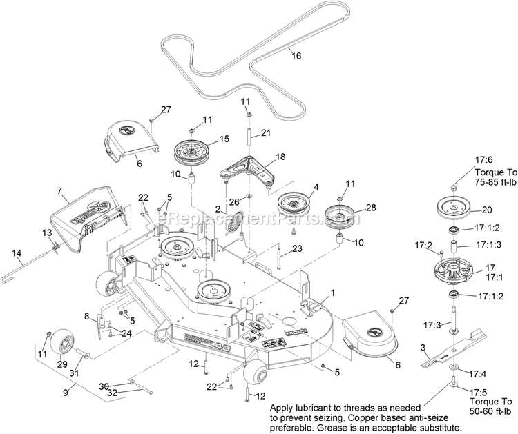 Deck Assembly Diagram and Parts List for PNE651GKA48200 (316000000-399999999)(2016) Exmark Lawn Mower