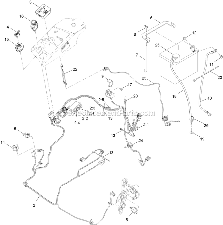 Electrical Assembly Diagram and Parts List for LZS740PKC52400 (315000000-315999999)(2015) Exmark Lawn Mower