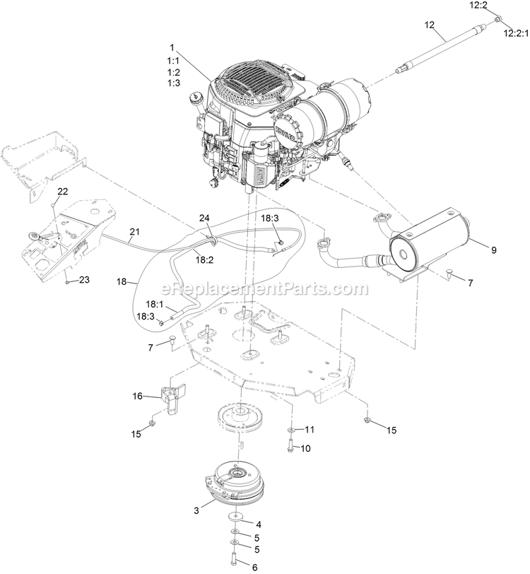 Engine Assembly Diagram and Parts List for LZE740EKC60400 (406294345-408644345)(2020) Exmark Lawn Mower