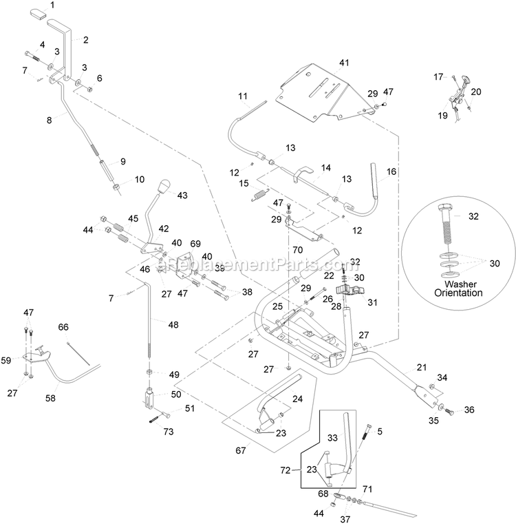 Ecs Upper Handles And Controls Assembly Diagram and Parts List for TTS16KA483CA (920000-999999)(2011) Exmark Lawn Mower