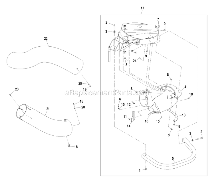 Blower Assembly (2) Diagram and Parts List for LHPUV4448 (510000-599999)(2005) Exmark Lawn Tractor Accessories