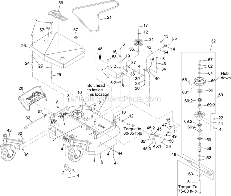 Deck Assembly Diagram and Parts List for VHS481GKA36200 (315000000-315999999)(2015) Exmark Lawn Mower