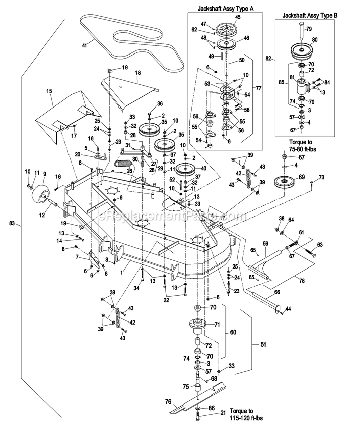 Deck Group (1) Diagram and Parts List for LZ23KA604 (260000-319999)(2001) Exmark Lawn Mower