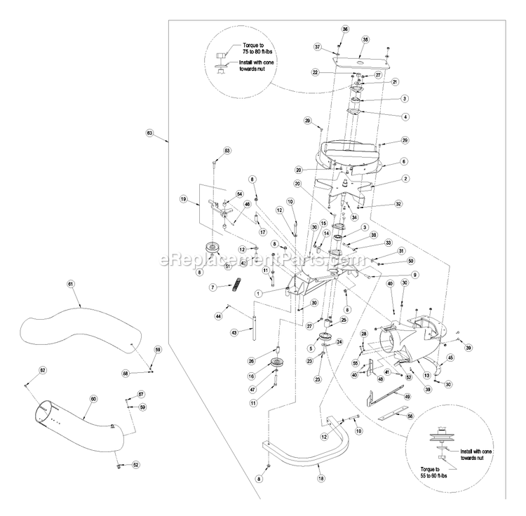 Blower Assembly (1) Diagram and Parts List for LZUV60 (440000-509999)(2004) Exmark Lawn Tractor Accessories