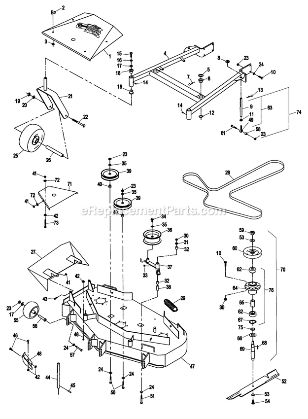 Mower Deck (2) Diagram and Parts List for TT3614KC (160000-169999)(1998) Exmark Lawn Mower