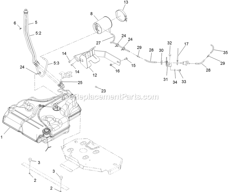 Fuel Assembly Diagram and Parts List for LZX801CKA606C1 (400000000-402082299)(2017) Exmark Lawn Mower