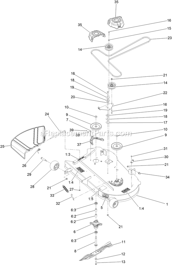 Deck Assembly Diagram and Parts List for QZE725GKC42200 (411294212-999999999)(2022) Exmark Lawn Mower