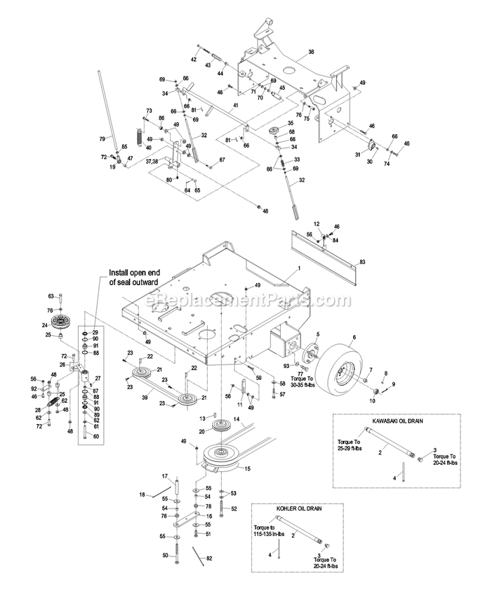 Engine Deck Group (1) Diagram and Parts List for TT23KAECA (790000-849999)(2009) Exmark Lawn Mower