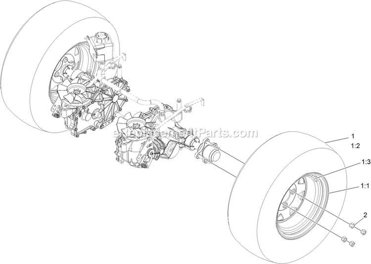 Rear Wheel Assemby Diagram and Parts List for RAX651GKA484A3 (404314159-406294344)(2019) Exmark Lawn Mower
