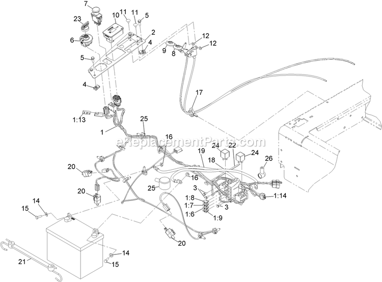Electrical Group Diagram and Parts List for QSP20BV443 (850000-919999)(2010) Exmark Lawn Mower