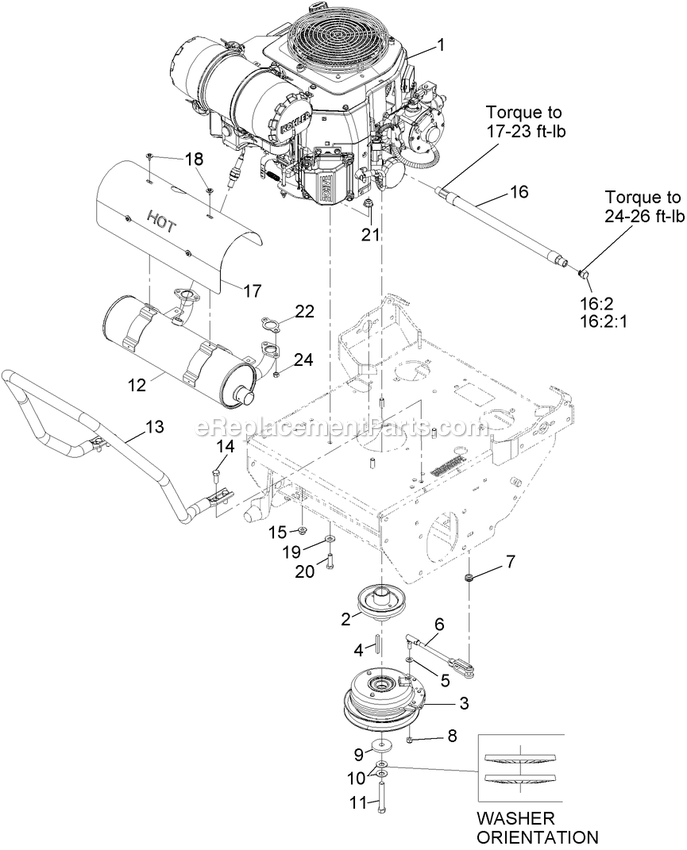 Engine Assembly Diagram and Parts List for TTS680PKC483E0 (316000000-399999999)(2016) Exmark Lawn Mower