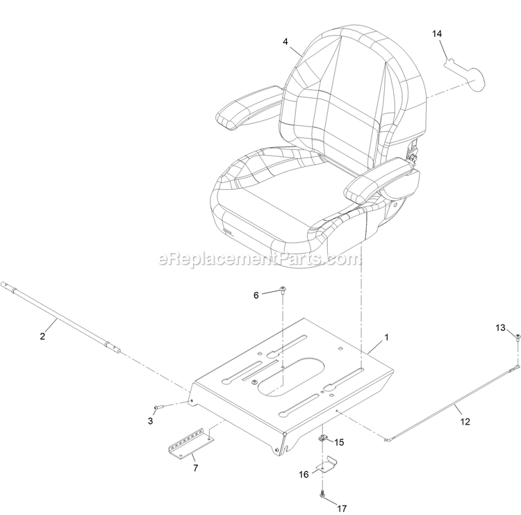 Seat Assembly (1) Diagram and Parts List for QZS735GKC54200 (411294212-999999999)(2022) Exmark Lawn Mower