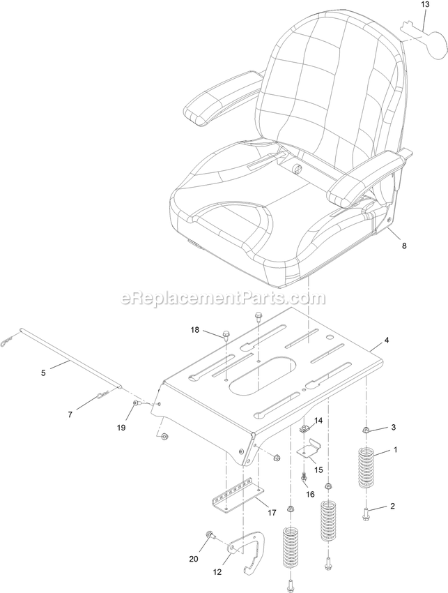 Seat Assembly (1) Diagram and Parts List for QZS708GEM50200 (404314159-406294344)(2019) Exmark Lawn Mower
