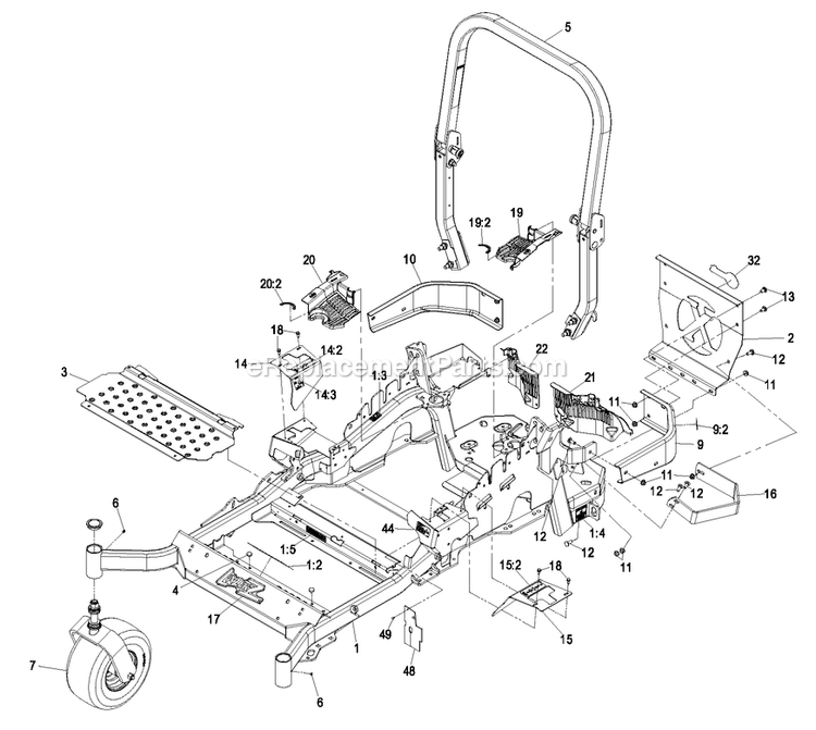Mainframe Group Diagram and Parts List for LZZ29KCE606 (850000-919999)(2010) Exmark Lawn Mower