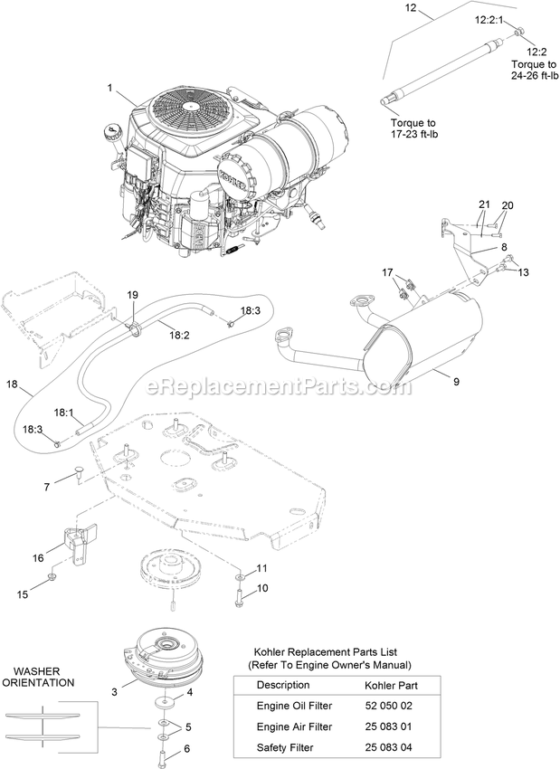 Engine Assembly Diagram and Parts List for LZX740EKC526T0 (315000000-315999999)(2015) Exmark Lawn Mower
